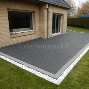 Terrasse gris anthracite et gris béton